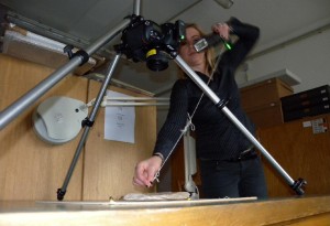 Kathryn undertaking Highlight Reflectance Transformation Imaging (H-RTI)